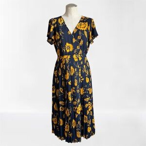 J.Crew Printed pleated midi wrap dress